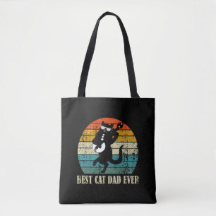 BEST CAT DAD EVER RETRO VINTAGE TOTE BAG