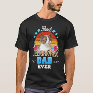 Best Cat Dad Ever Selkirk Rex Floral Retro Father T-Shirt