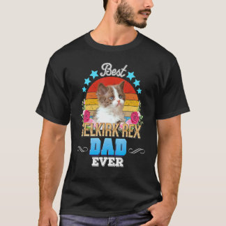 Best Cat Dad Ever Selkirk Rex Floral Retro Father T-Shirt