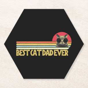 Best Cat Dad Ever Shirt Cat Lovers Cat Dad Fabulou Paper Coaster