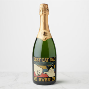 Best Cat Dad Ever Sparkling Wine Label