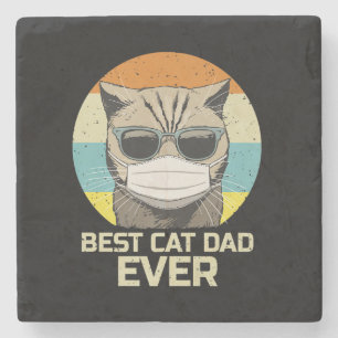 Best Cat Dad Ever Sunglasses Face Mask Gift Stone Coaster