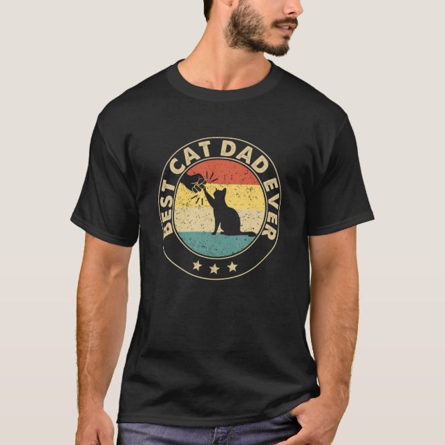Best Cat Dad Ever T Funny Cat Daddy Father Day Vin T-Shirt (Front)