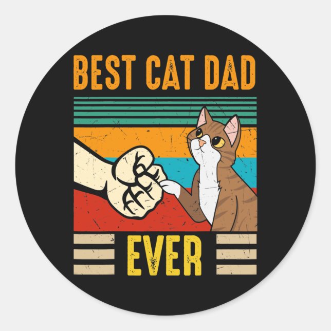 Best Cat Dad Ever Tee Funny Cat Daddy Father Day  Classic Round Sticker (Front)