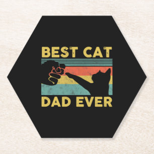 Best Cat Dad Ever tee Funny Cat Daddy Father s Day Paper Coaster