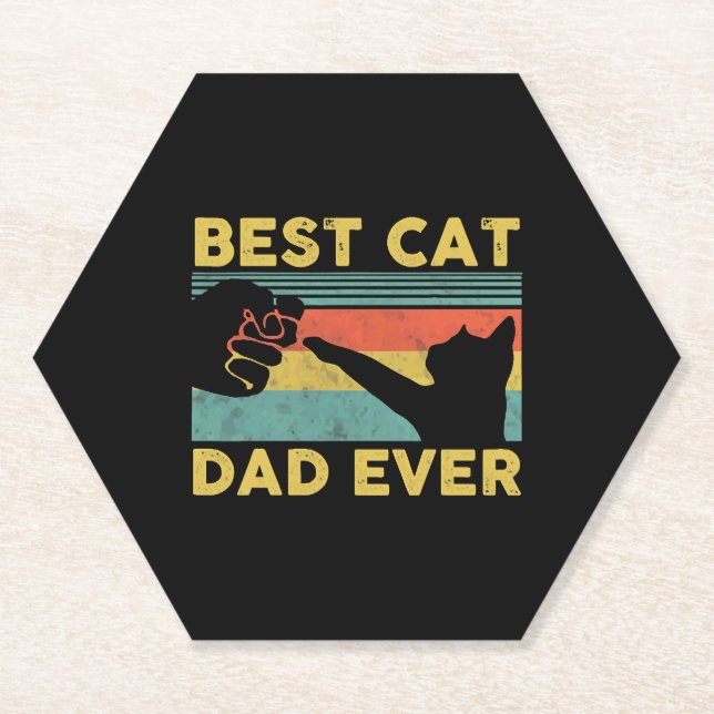 Best Cat Dad Ever tee Funny Cat Daddy Father s Day Paper Coaster (Front)