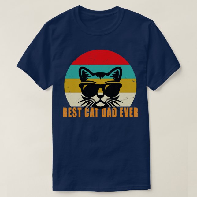 Best Cat Dad Ever TShirt Funny Cat Dad Father Vint (Design Front)