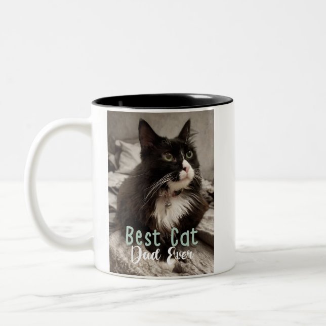 Best Cat Dad Ever Two-Tone Coffee Mug (Left)