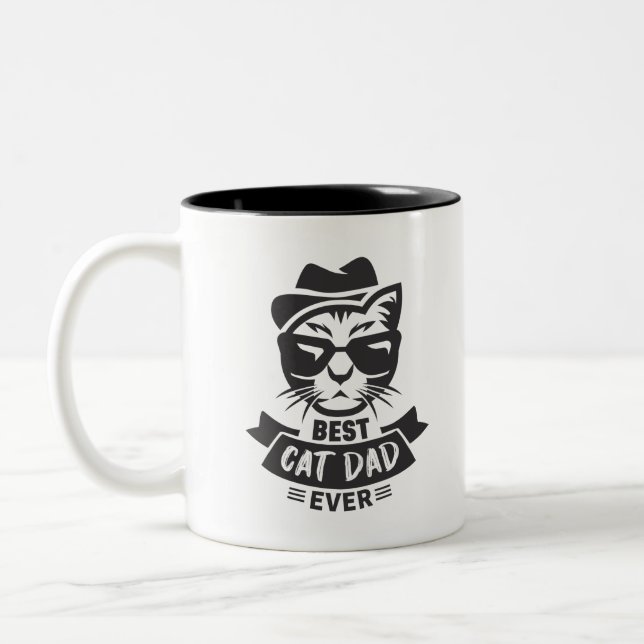 Best Cat Dad Ever Two-Tone Coffee Mug (Left)