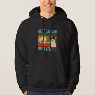 Best Cat Dad Ever Vintage, Cat Buddy, Cat Owner Ca Hoodie