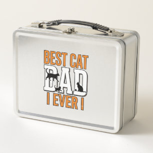 Best Cat Dad Ever Vintage Cat Father Shirt Design_ Metal Lunch Box