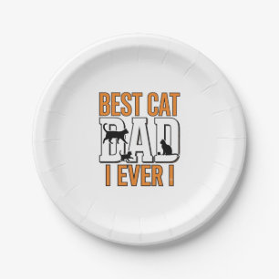 Best Cat Dad Ever Vintage Cat Father Shirt Design_ Paper Plate