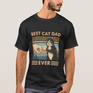 Best Cat Dad Ever Vintage Cat Fist Bump Funny Cat T-Shirt