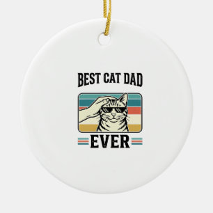 Best Cat Dad Ever Vintage Cat Lover Design_1 Ceramic Tree Decoration
