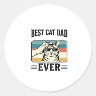 Best Cat Dad Ever Vintage Cat Lover Design_1 Classic Round Sticker
