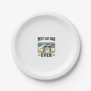 Best Cat Dad Ever Vintage Cat Lover Design_1 Paper Plate