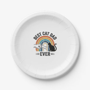 Best Cat Dad Ever Vintage Cat Lover Design_1 Paper Plate