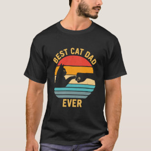 Best Cat Dad Ever Vintage Fist Bump Sunset T-Shirt