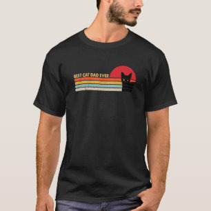 Best Cat Dad Ever Vintage Retro Black Cat Dad Fath T-Shirt