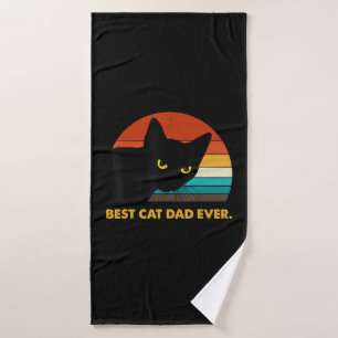 Best Cat Dad Ever Vintage T Shirt Black Cat Daddy Bath Towel