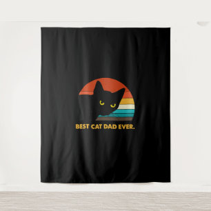 Best Cat Dad Ever Vintage T Shirt Black Cat Daddy Tapestry