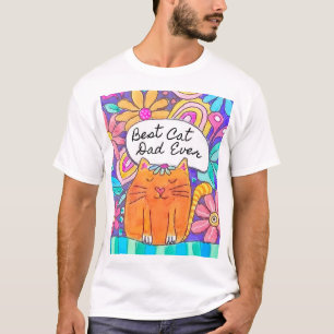 Best Cat Dad Ever Watercolor Cat Lover tee shirt