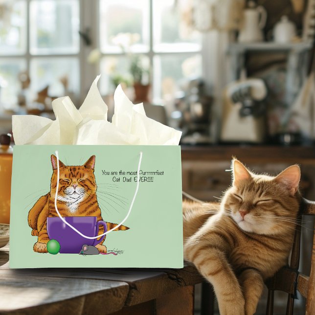 Best Cat Dad Father's Day Large Gift Bag (Creator Uploaded)