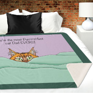 Best Cat Dad! Father's Day Sherpa Blanket