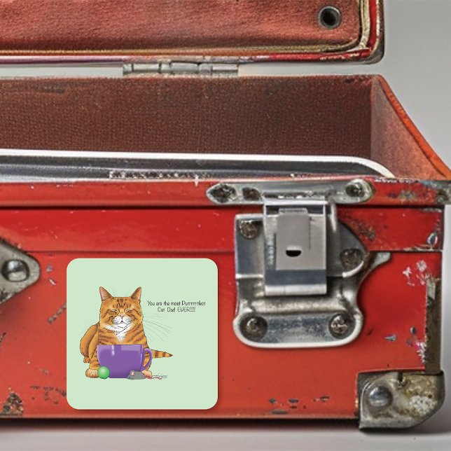 Best Cat Dad Father's Day Square Sticker (Creator Uploaded)