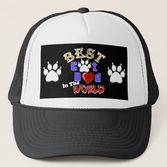 Best Cat Dad In The World for Father's Day Trucker Hat (Front)