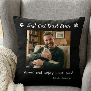 Best Cat Dad Paws Pet Photo Black Cushion