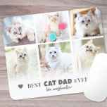 Best Cat Dad Pet Photo Mouse Mat<br><div class="desc">Personalised "Best Cat Dad Ever" 6 Photo Collage Mouse Pad. Celebrate his love and devotion to his feline friends with this custom mouse pad, designed to add a personal and practical touch to his workspace. Best Cat Dad Ever is elegantly displayed at the top in soft grey text, accented with...</div>