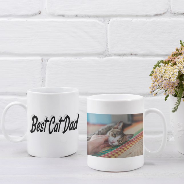 Best Cat Dad Photo Black text  Coffee Mug (Creator Uploaded)
