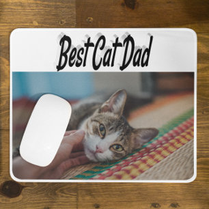 Best Cat Dad Photo Black  text Mouse Mat