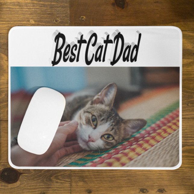 Best Cat Dad Photo Black  text Mouse Mat (Creator Uploaded)