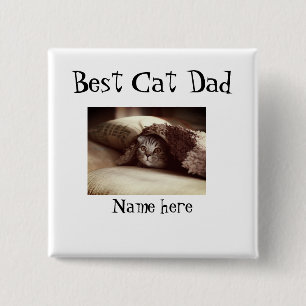 best cat dad photo name fathers day pet dad daddy 15 cm square badge