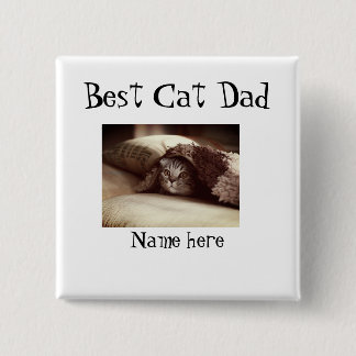 best cat dad photo name fathers day pet dad daddy  15 cm square badge