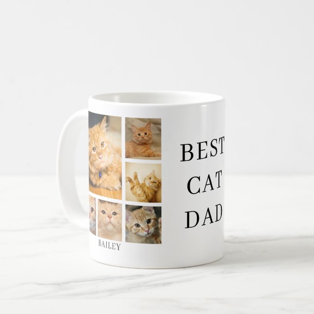 Best Cat Dad Photo Personalised  Coffee Mug (Front Left)