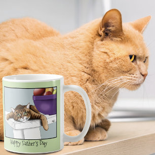 Best Cat Dad Sweet Tabby Cat Father’s Day Green Coffee Mug