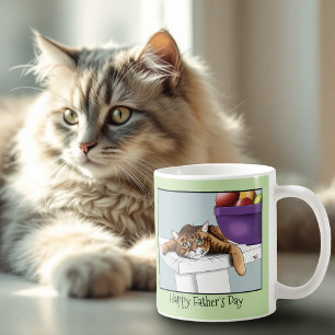 Best Cat Dad Sweet Tabby Cat Father’s Day Green Coffee Mug
