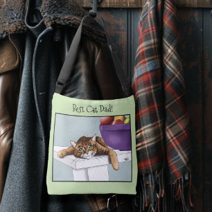 Best Cat Dad Sweet Tabby Cat Father’s Day Green Crossbody Bag