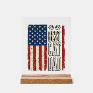 Best Cat Dad Vintage Flag Shirt Design_1 Acrylic Sign