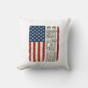 Best Cat Dad Vintage Flag Shirt Design_1 Cushion