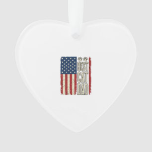 Best Cat Dad Vintage Flag Shirt Design_1 Ornament