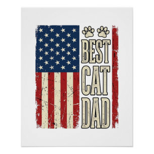 Best Cat Dad Vintage Flag Shirt Design_1 Poster