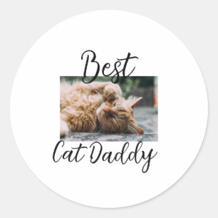 Best cat Daddy parents pet photo dad mom simple Classic Round Sticker