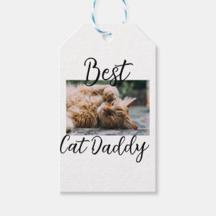Best cat Daddy parents pet photo dad mom simple Gift Tags