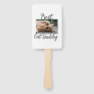 Best cat Daddy parents pet photo dad mom simple  Hand Fan