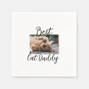 Best cat Daddy parents pet photo dad mom simple  Napkin