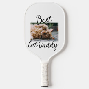 Best cat Daddy parents pet photo dad mom simple Pickleball Paddle